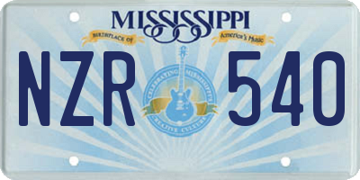 MS license plate NZR540