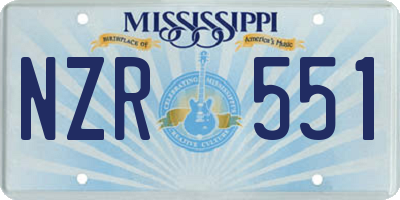 MS license plate NZR551