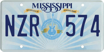 MS license plate NZR574