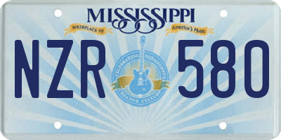 MS license plate NZR580