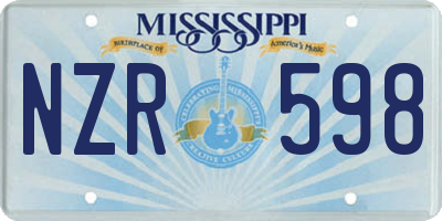 MS license plate NZR598