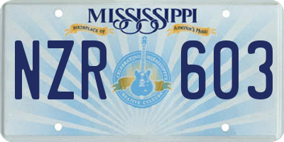 MS license plate NZR603