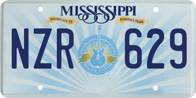 MS license plate NZR629