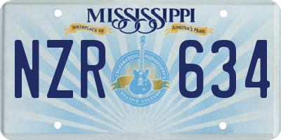 MS license plate NZR634