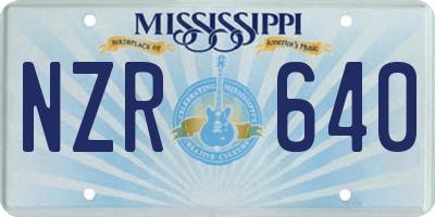 MS license plate NZR640