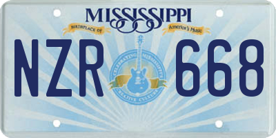 MS license plate NZR668