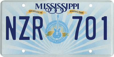 MS license plate NZR701