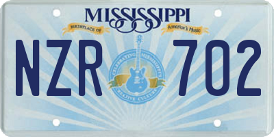 MS license plate NZR702