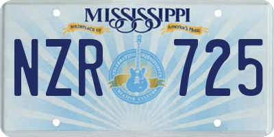 MS license plate NZR725