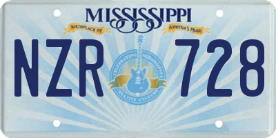 MS license plate NZR728