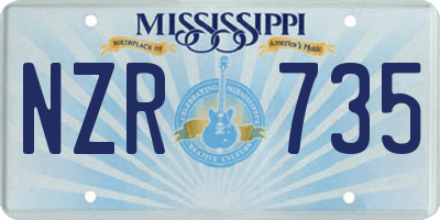 MS license plate NZR735