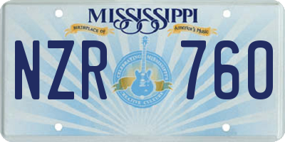 MS license plate NZR760