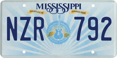 MS license plate NZR792