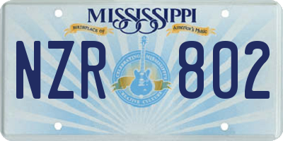 MS license plate NZR802