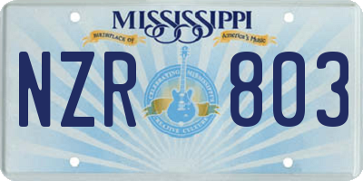 MS license plate NZR803