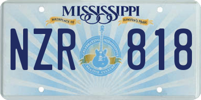 MS license plate NZR818