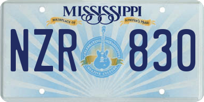 MS license plate NZR830