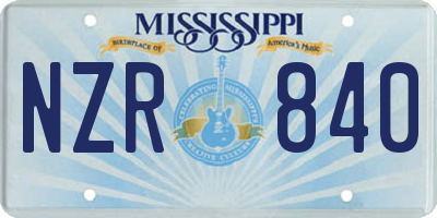 MS license plate NZR840