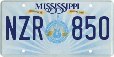 MS license plate NZR850