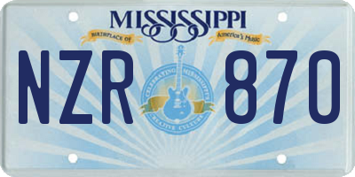 MS license plate NZR870