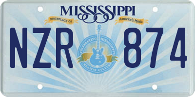 MS license plate NZR874