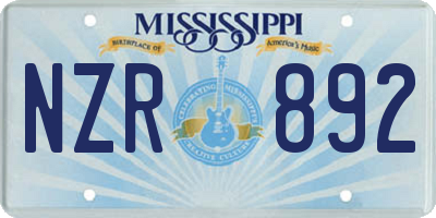 MS license plate NZR892