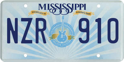 MS license plate NZR910