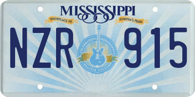 MS license plate NZR915