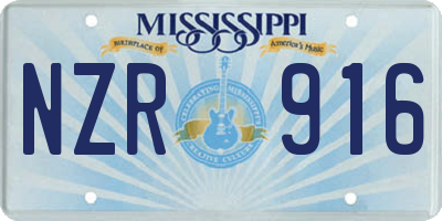 MS license plate NZR916
