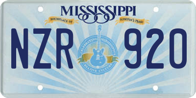 MS license plate NZR920