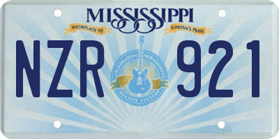 MS license plate NZR921