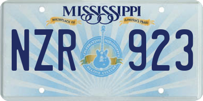 MS license plate NZR923