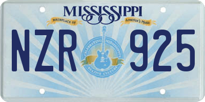 MS license plate NZR925