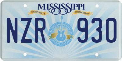 MS license plate NZR930