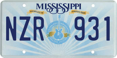 MS license plate NZR931