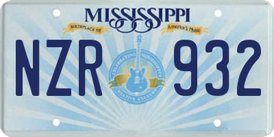 MS license plate NZR932