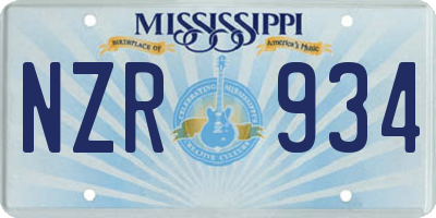 MS license plate NZR934