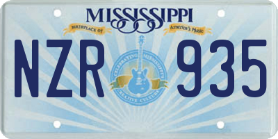MS license plate NZR935