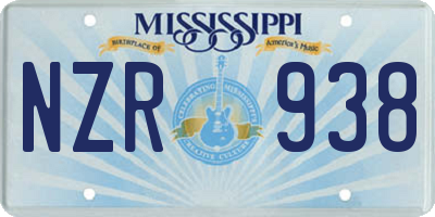 MS license plate NZR938