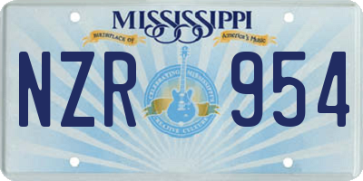 MS license plate NZR954