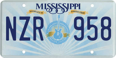MS license plate NZR958