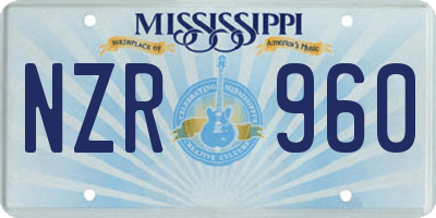 MS license plate NZR960
