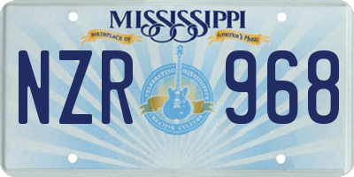 MS license plate NZR968