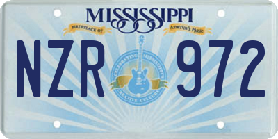 MS license plate NZR972