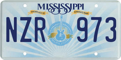MS license plate NZR973