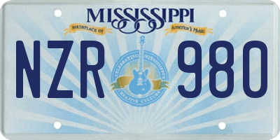 MS license plate NZR980
