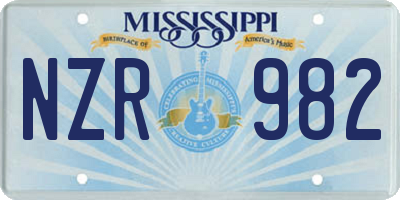 MS license plate NZR982