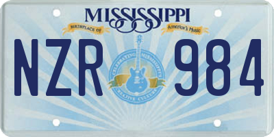 MS license plate NZR984