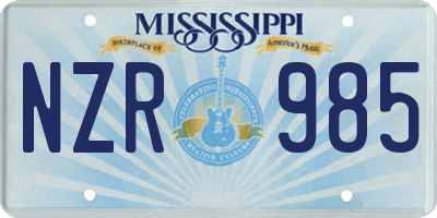 MS license plate NZR985