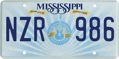 MS license plate NZR986